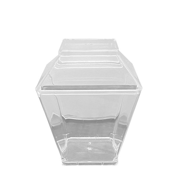 Smarty Had A Party 3.5 oz. Clear Square Disposable Plastic Mini Cups with Lids (288 Cups), 288PK 2638-CASE